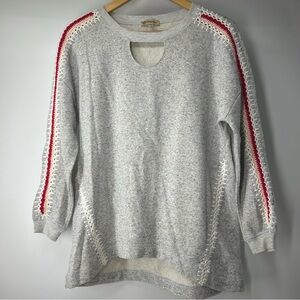 Democracy Gray Sweater with Red and White Details